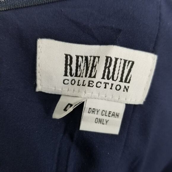 Rene Ruiz Collection Evening Dress 4 Sequins Off The Shoulder Column Navy Blue - Picture 15 of 16